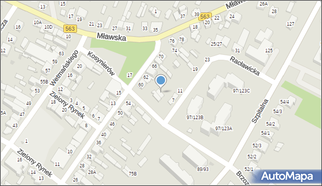 Żuromin, Kościuszki Tadeusza, gen., 62a, mapa Żuromin