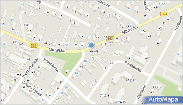 Żuromin, Kościuszki Tadeusza, gen., 76, mapa Żuromin