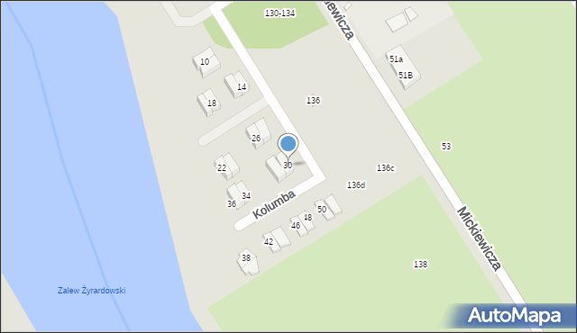 Żyrardów, Kolumba Krzysztofa, 30, mapa Żyrardów