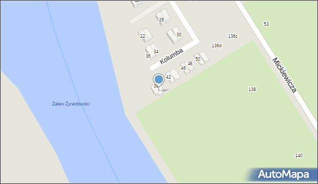 Żyrardów, Kolumba Krzysztofa, 40, mapa Żyrardów