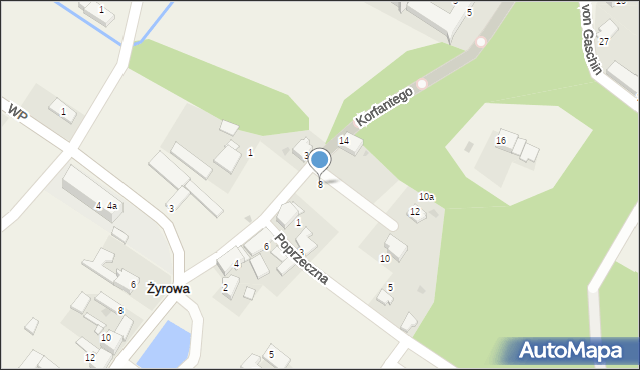 Żyrowa, Korfantego Wojciecha, 8, mapa Żyrowa