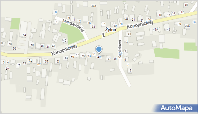 Żytno, Konopnickiej Marii, 49, mapa Żytno