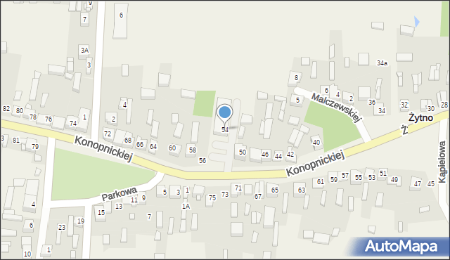 Żytno, Konopnickiej Marii, 54, mapa Żytno