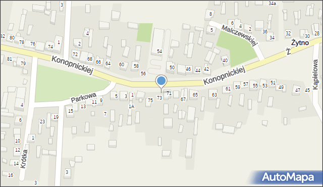 Żytno, Konopnickiej Marii, 73A, mapa Żytno