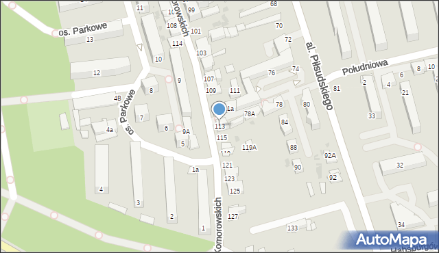 Żywiec, Komorowskich, 113, mapa Żywiec