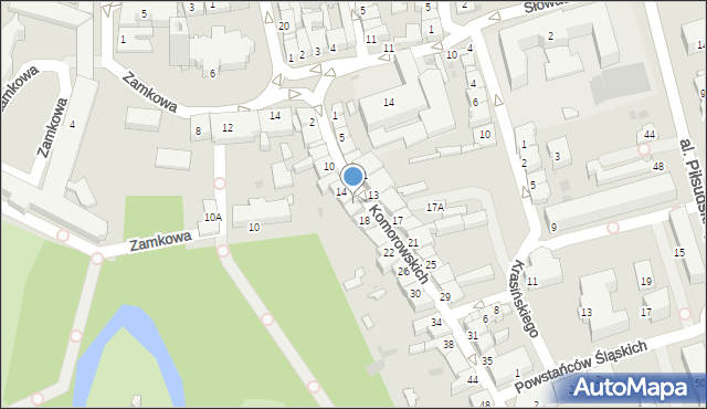 Żywiec, Komorowskich, 16, mapa Żywiec