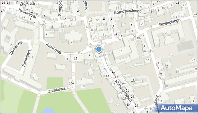 Żywiec, Komorowskich, 2, mapa Żywiec