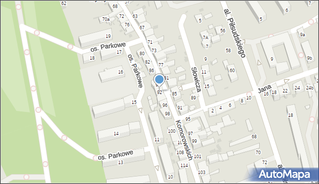 Żywiec, Komorowskich, 92, mapa Żywiec