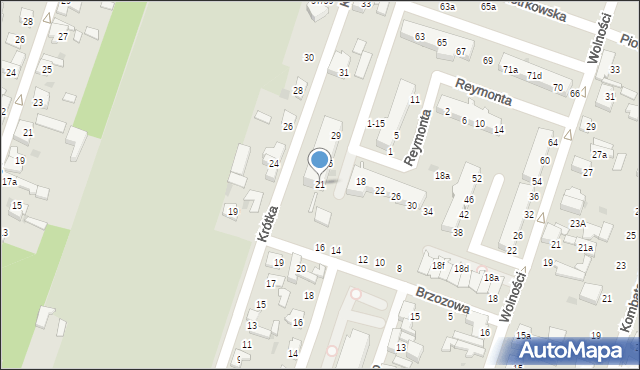 Aleksandrów Łódzki, Krótka, 21, mapa Aleksandrów Łódzki