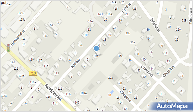 Andrespol, Krótka, 9a, mapa Andrespol