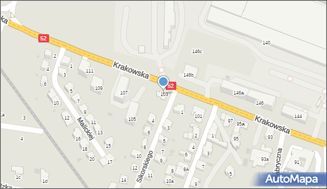 Andrychów, Krakowska, 103, mapa Andrychów