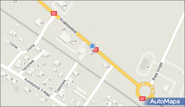 Andrychów, Krakowska, 117, mapa Andrychów