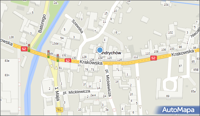 Andrychów, Krakowska, 124, mapa Andrychów