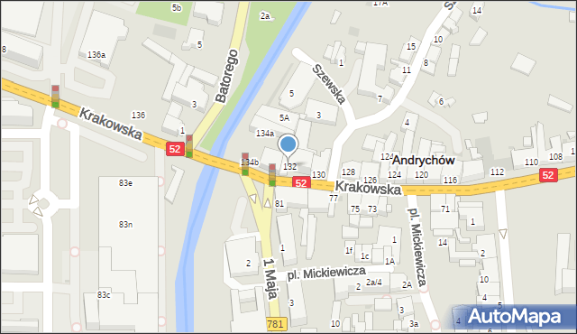 Andrychów, Krakowska, 132, mapa Andrychów