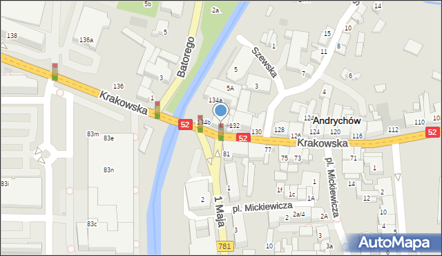 Andrychów, Krakowska, 134, mapa Andrychów