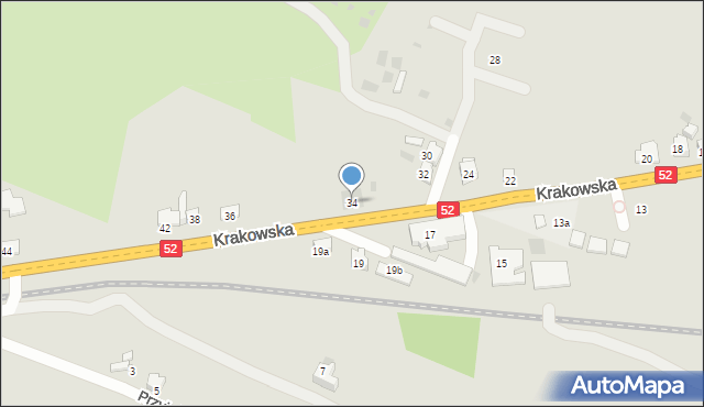 Andrychów, Krakowska, 34, mapa Andrychów