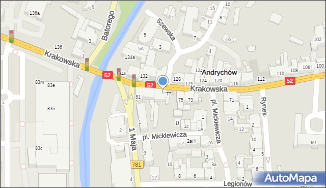 Andrychów, Krakowska, 79, mapa Andrychów