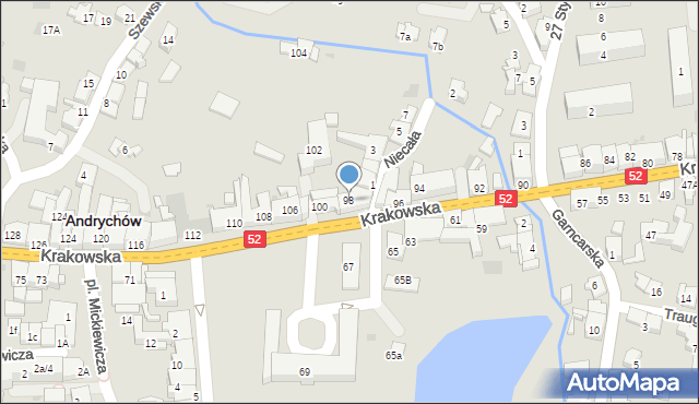 Andrychów, Krakowska, 98, mapa Andrychów