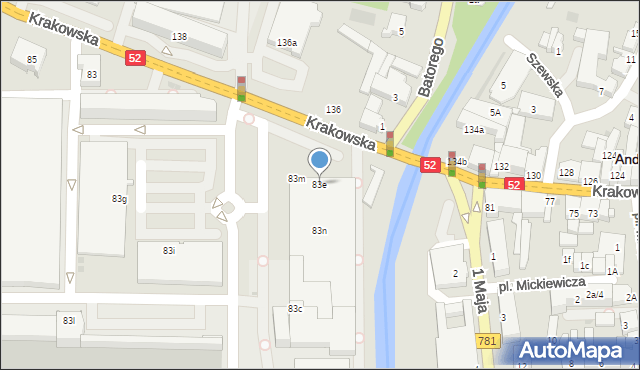 Andrychów, Krakowska, 83e, mapa Andrychów
