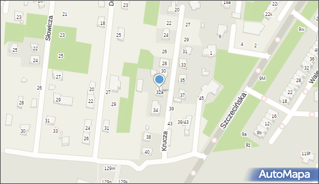 Antoniew, Krucza, 32a, mapa Antoniew