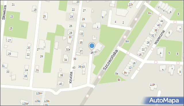 Antoniew, Krucza, 45, mapa Antoniew