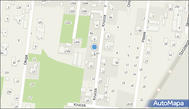 Antoniew, Krucza, 8, mapa Antoniew