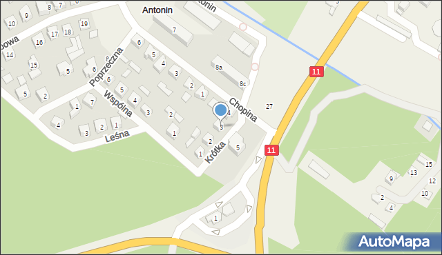 Antonin, Krótka, 3, mapa Antonin