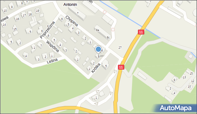 Antonin, Krótka, 3, mapa Antonin