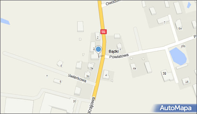 Bądki, Krajowa, 24, mapa Bądki