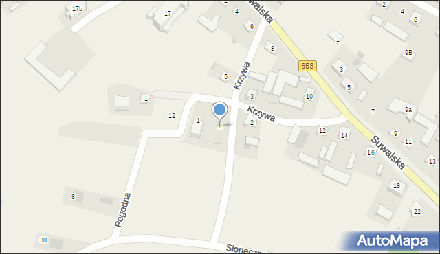 Bakałarzewo, Krzywa, 4, mapa Bakałarzewo