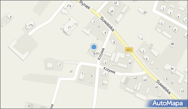 Bakałarzewo, Krzywa, 5, mapa Bakałarzewo