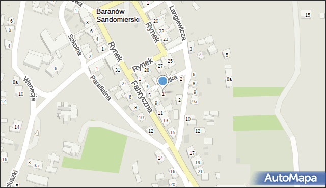 Baranów Sandomierski, Krótka, 1, mapa Baranów Sandomierski