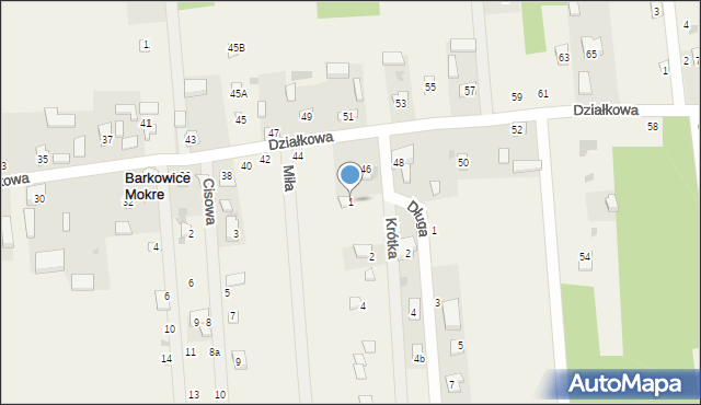 Barkowice Mokre, Krótka, 1, mapa Barkowice Mokre
