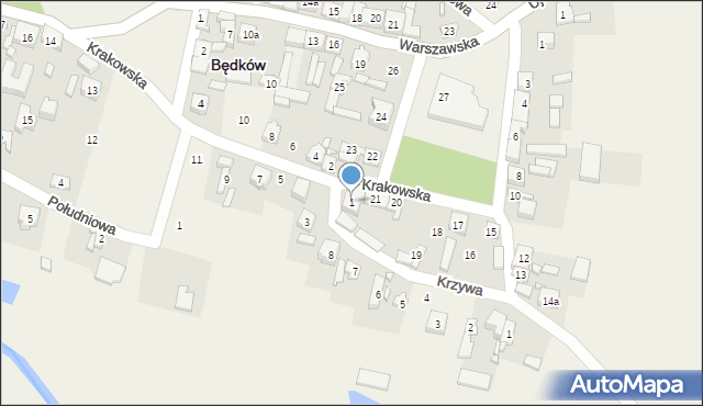 Będków, Krakowska, 1, mapa Będków