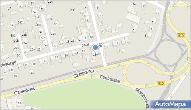 Będzin, Króla Jana III Sobieskiego, 13A, mapa Będzin
