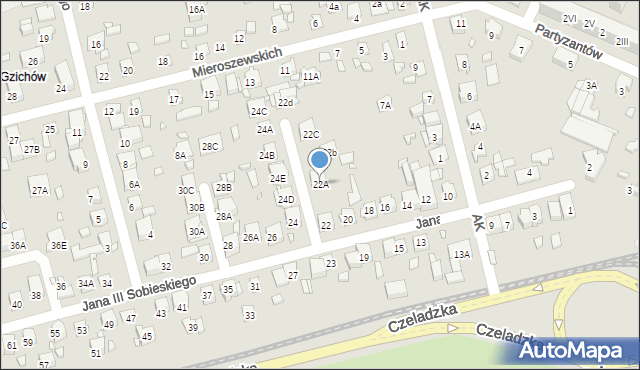 Będzin, Króla Jana III Sobieskiego, 22A, mapa Będzin