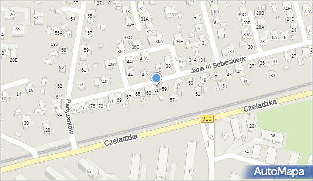 Będzin, Króla Jana III Sobieskiego, 61, mapa Będzin