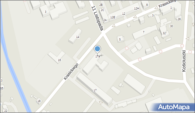 Będzin, Krasickiego Ignacego, bp., 17a, mapa Będzin