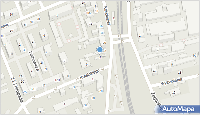 Będzin, Krasickiego Ignacego, bp., 4, mapa Będzin