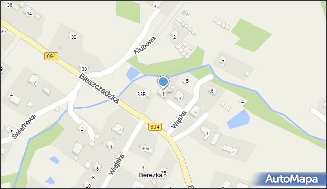 Berezka, Krótka, 1, mapa Berezka