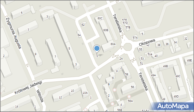 Biała Podlaska, Królowej Jadwigi, 1, mapa Białej Podlaskiej