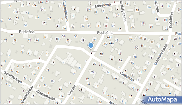 Biała Podlaska, Krucza, 1, mapa Białej Podlaskiej