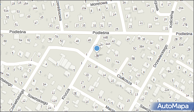 Biała Podlaska, Krucza, 2B, mapa Białej Podlaskiej