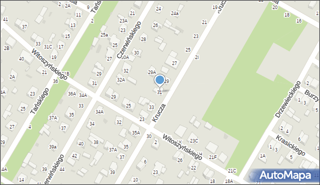 Biała Podlaska, Krucza, 31, mapa Białej Podlaskiej