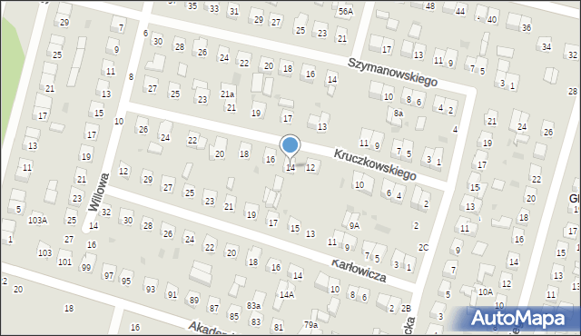 Biała Podlaska, Kruczkowskiego Kazimierza, 14, mapa Białej Podlaskiej