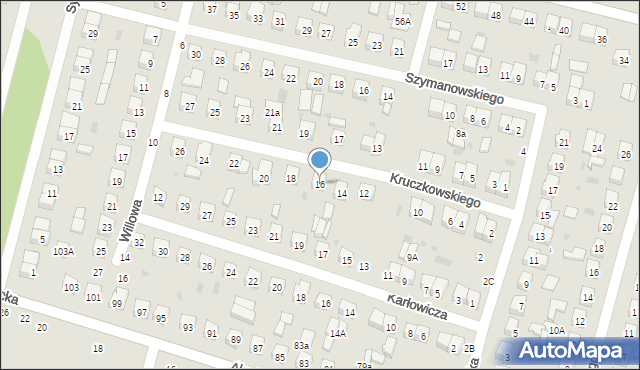 Biała Podlaska, Kruczkowskiego Kazimierza, 16, mapa Białej Podlaskiej