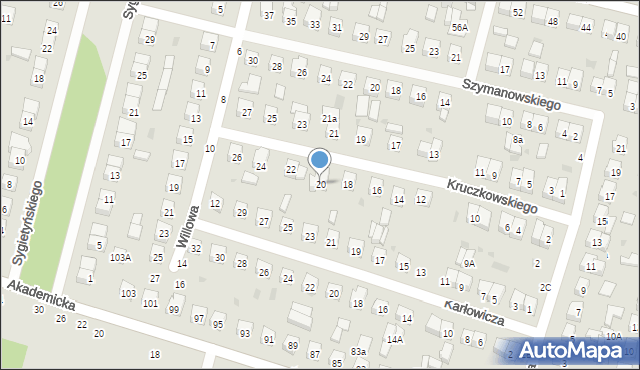 Biała Podlaska, Kruczkowskiego Kazimierza, 20, mapa Białej Podlaskiej