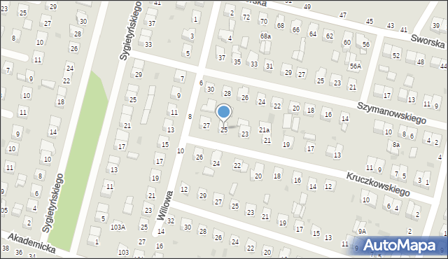 Biała Podlaska, Kruczkowskiego Kazimierza, 25, mapa Białej Podlaskiej