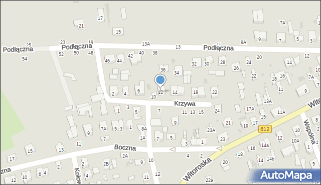 Biała Podlaska, Krzywa, 12, mapa Białej Podlaskiej