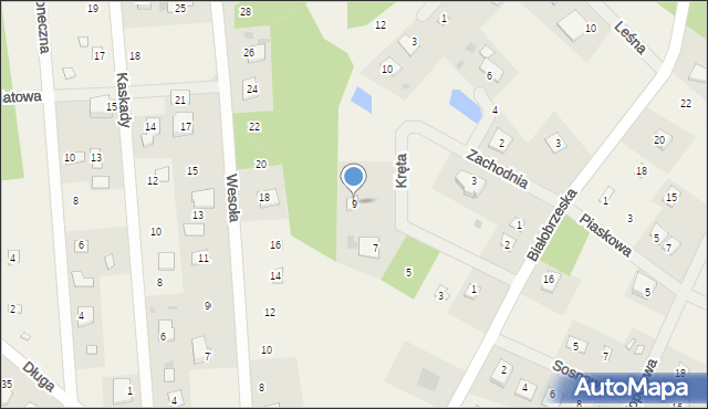 Białobrzegi, Kręta, 9, mapa Białobrzegi